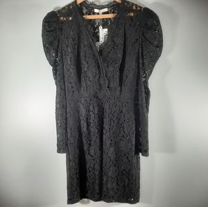 WAYF Black lace leg of mutton slv dress Sz S